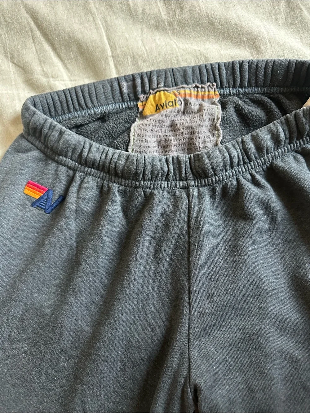 Aviator Nation Charcoal Joggers with Neon Rainbow Side Stripe - Picture 5 of 6